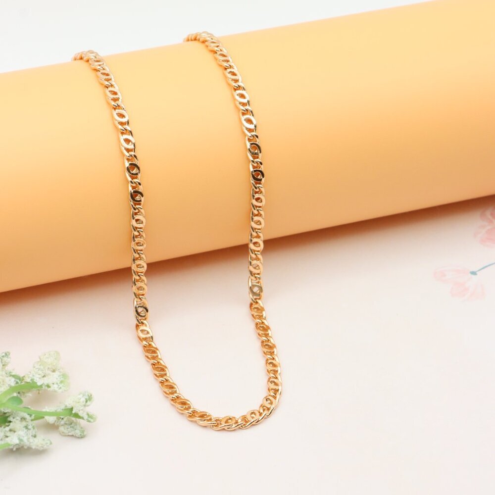 "Rose Gold Textured Chain Necklace High Shine Finish, XPNL0286